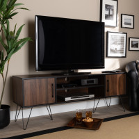 Baxton Studio ET 3215-00-Columbia/Black-TV Corina Mid-Century Modern Two-Tone Walnut and Black Finished Wood TV Stand